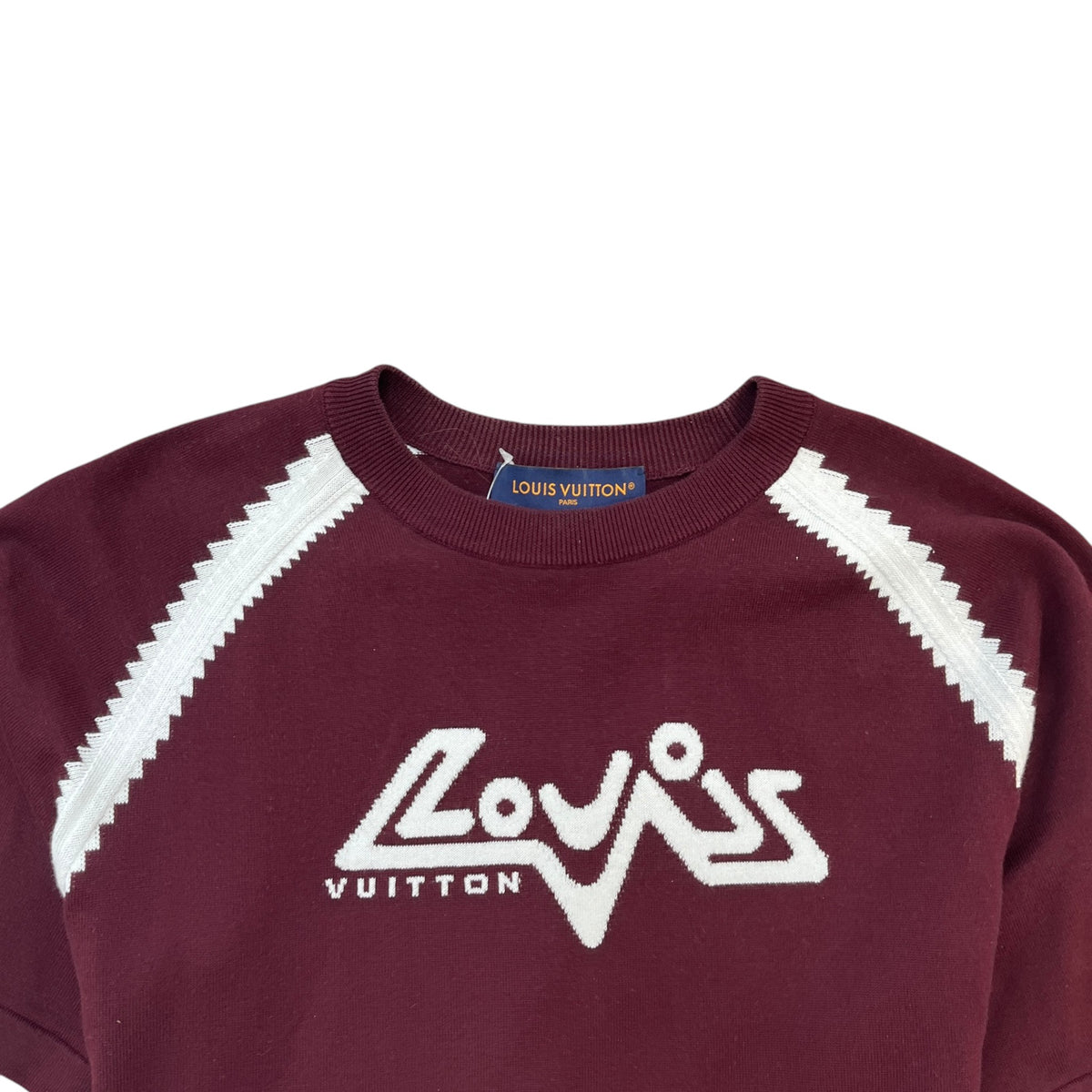 Men's LV Intarsia T-Shirt Burgundy Size M - Photo 5