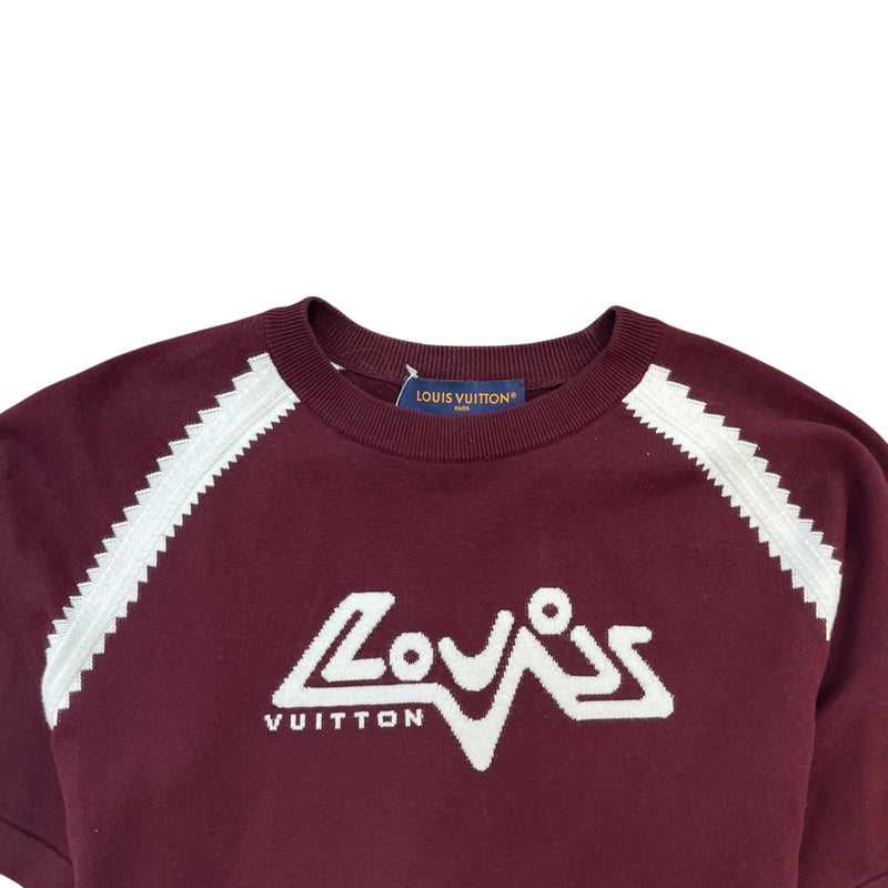 Men's LV Intarsia T-Shirt Burgundy Size M