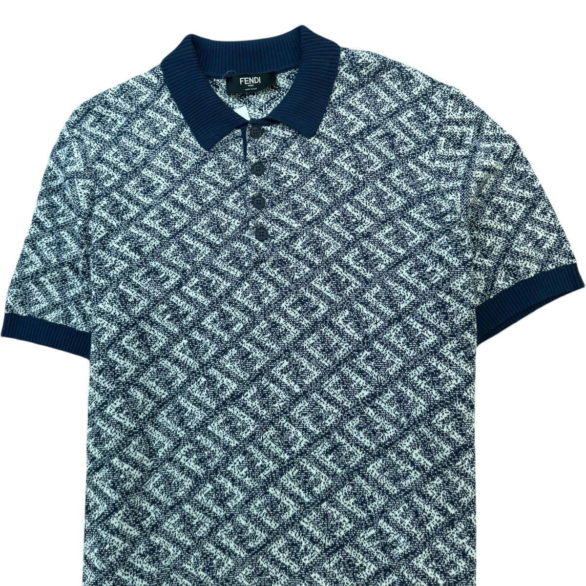 Men's FF Monogram Polo Shirt Navy Size XXL - Photo 3