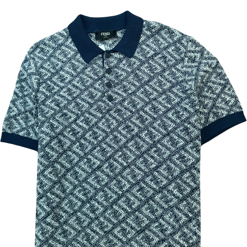Men's FF Monogram Polo Shirt Navy Size XXL