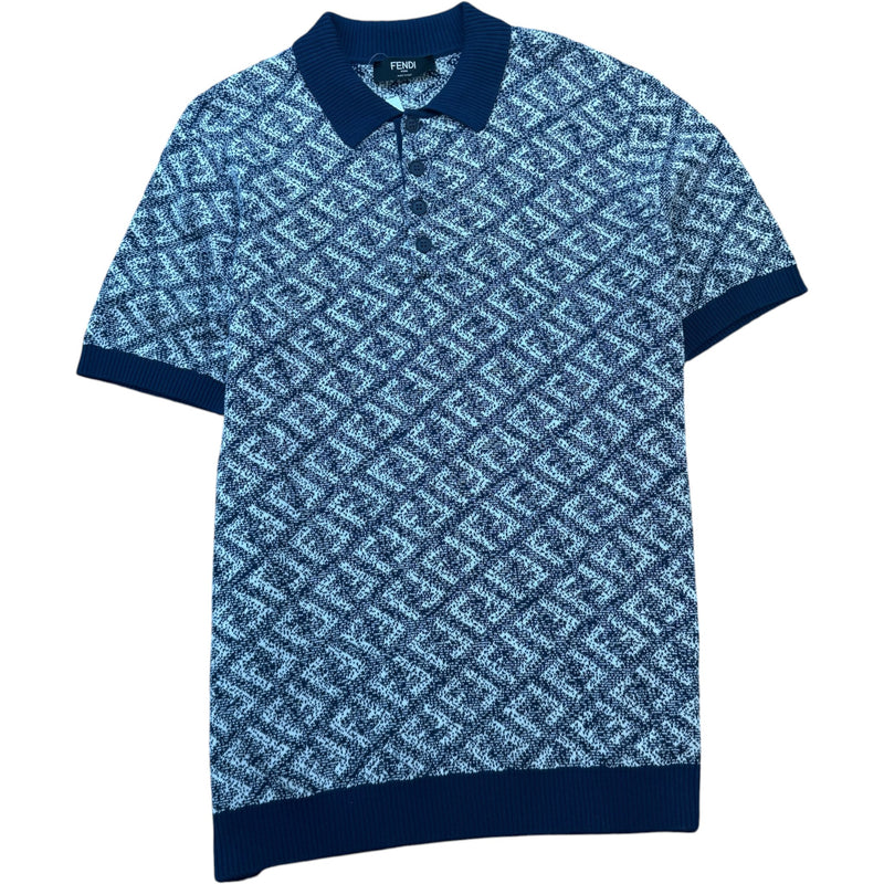 Men's FF Monogram Polo Shirt Navy Size XXL