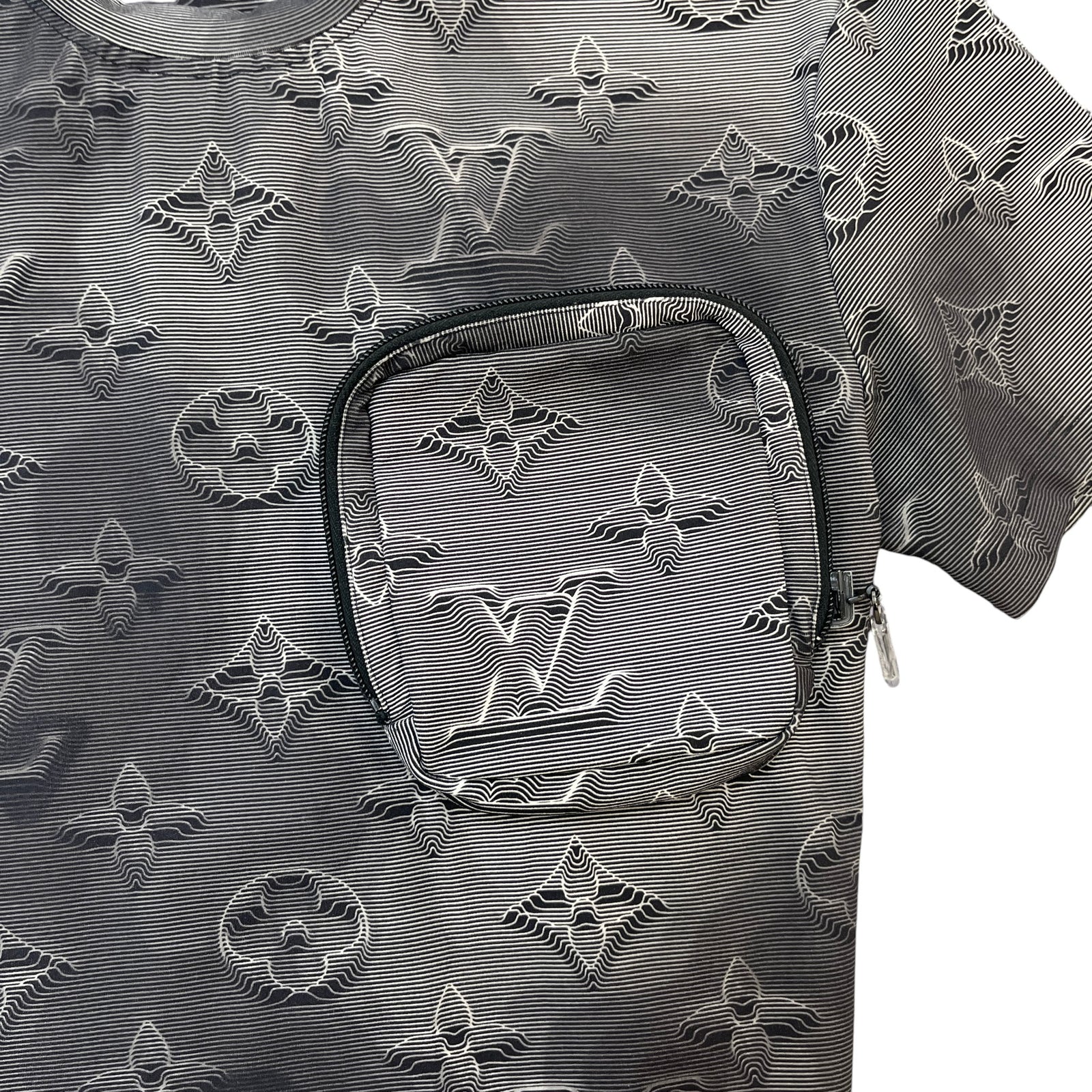 Men's 2054 3D Monogram Pocket T-Shirt Grey Size XS - Photo 6