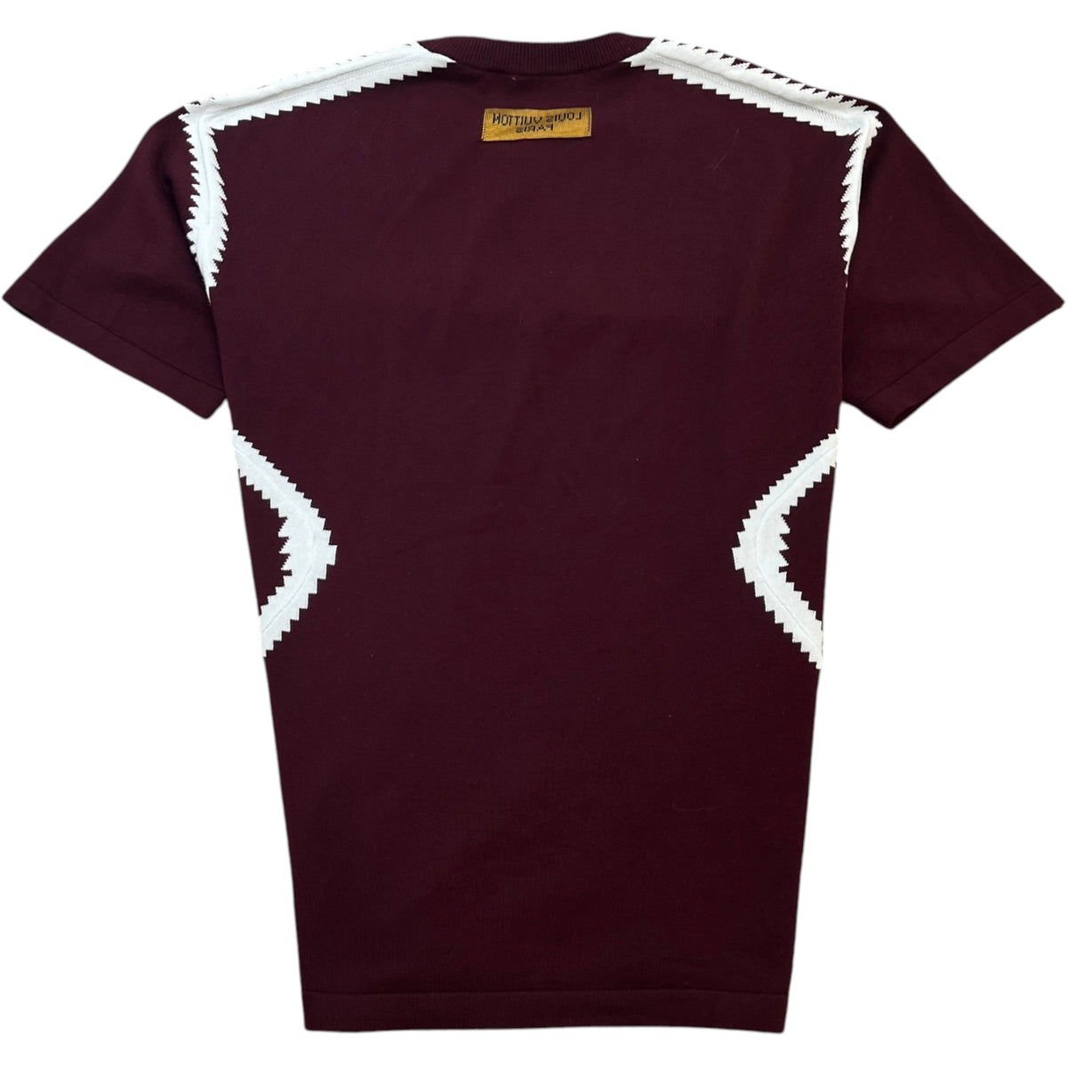 Men's LV Intarsia T-Shirt Burgundy Size M - Photo 2