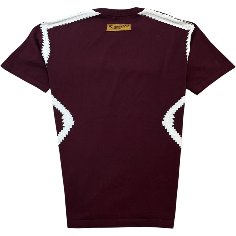 Men's LV Intarsia T-Shirt Burgundy Size M