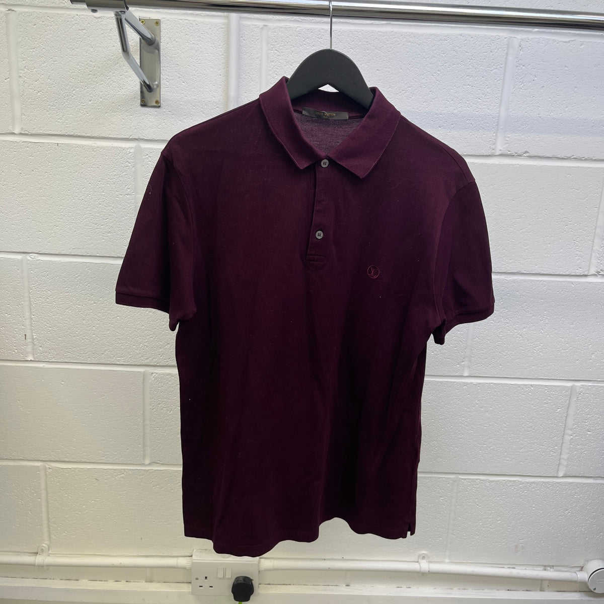 Men's Embroidered Logo Polo Shirt Burgundy Size M - Photo 7