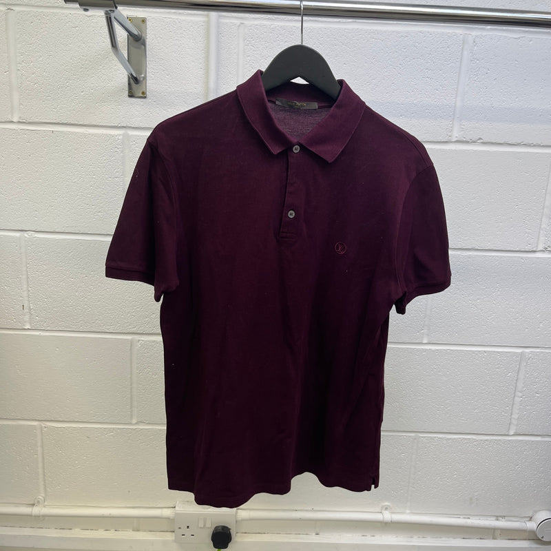 Men's Embroidered Logo Polo Shirt Burgundy Size M