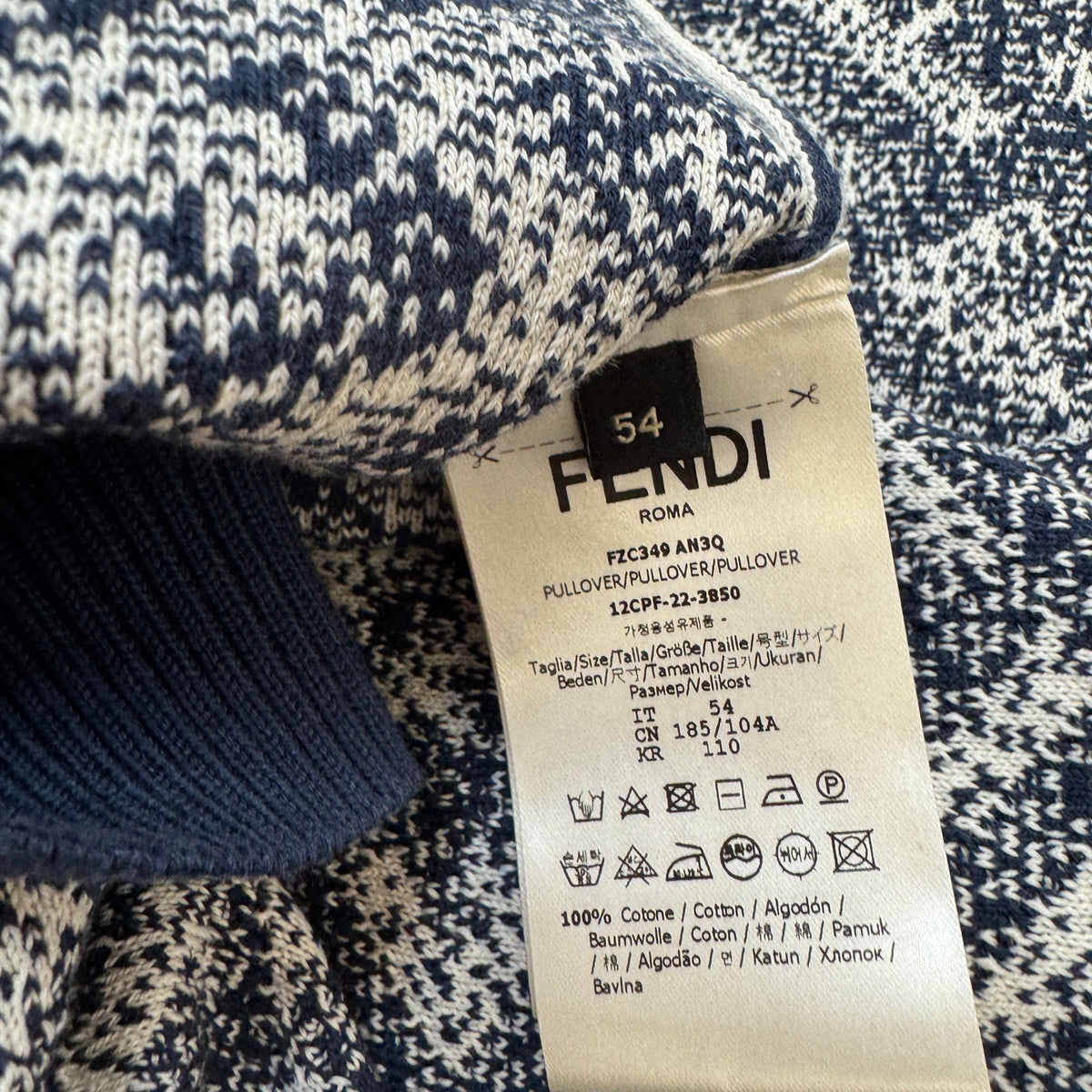 Men's FF Monogram Polo Shirt Navy Size XXL - Photo 5