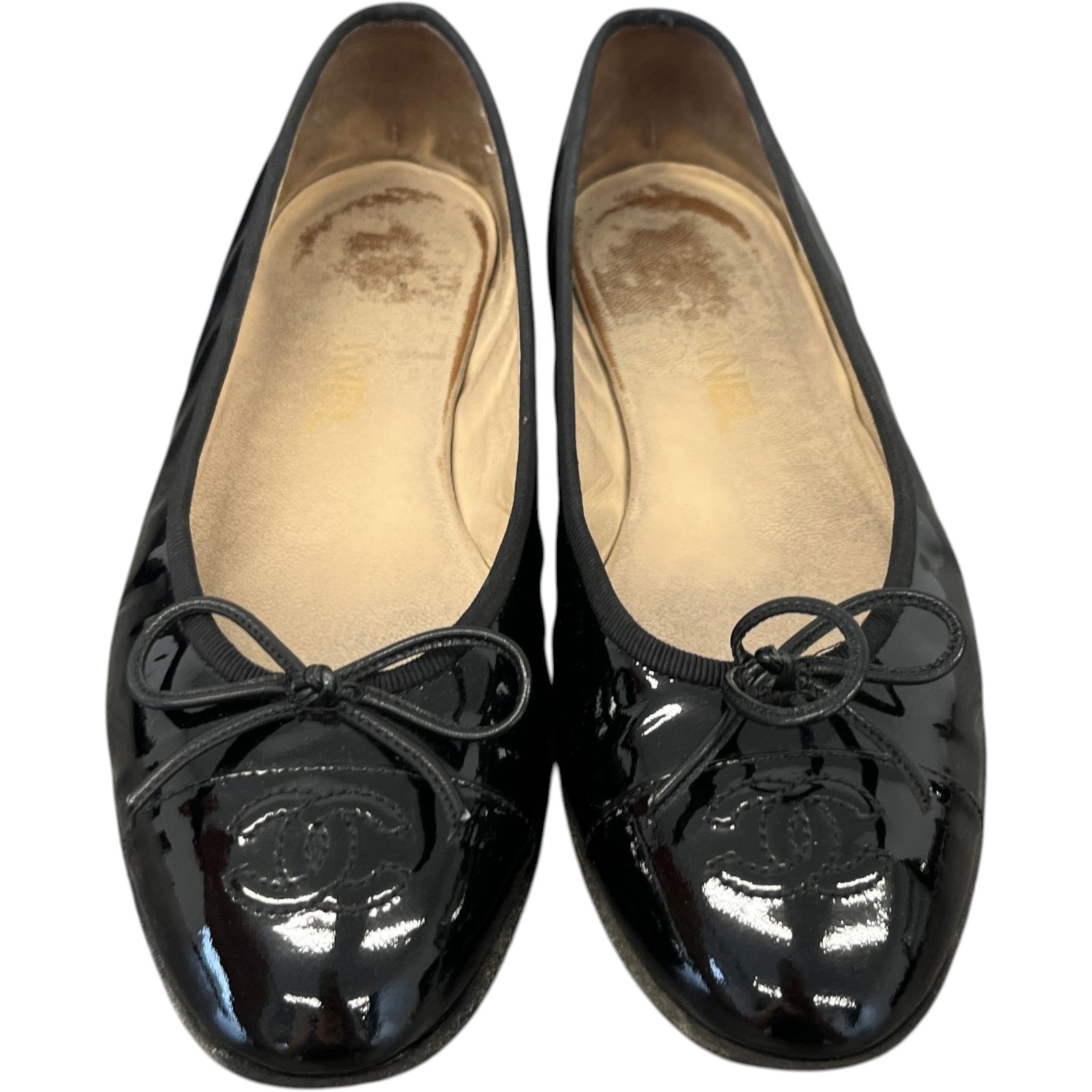 Women's Patent Cap Toe Ballet Flats Mules Black Size EU 38 / UK 5 - Photo 6