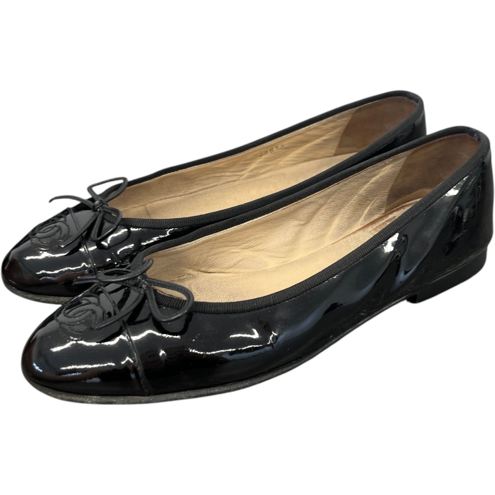 Women's Patent Cap Toe Ballet Flats Mules Black Size EU 38 / UK 5 - Photo 9