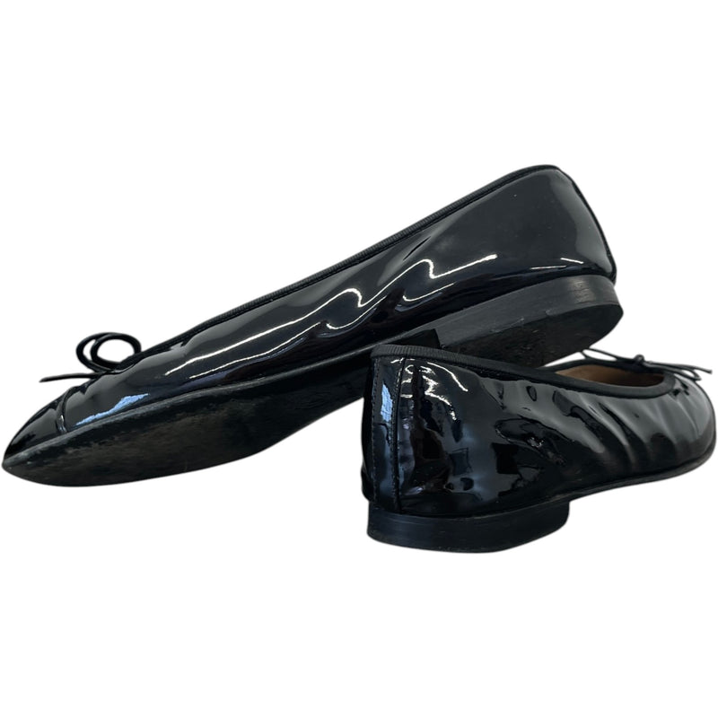 Women's Patent Cap Toe Ballet Flats Mules Black Size EU 38 / UK 5