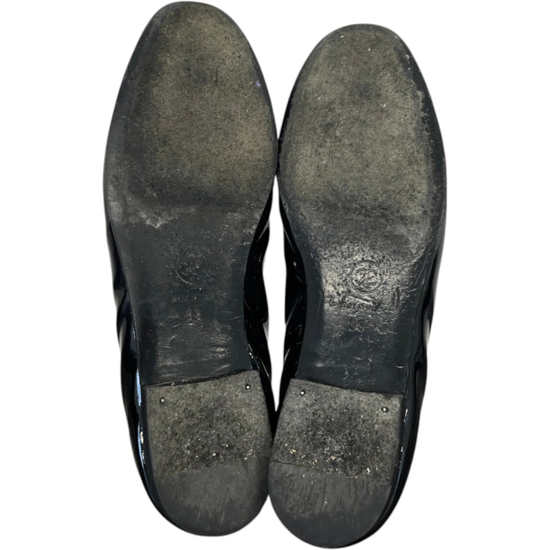 Women's Patent Cap Toe Ballet Flats Mules Black Size EU 38 / UK 5