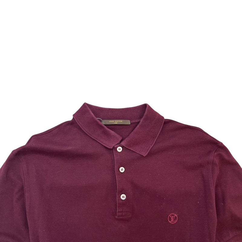 Men's Embroidered Logo Polo Shirt Burgundy Size M