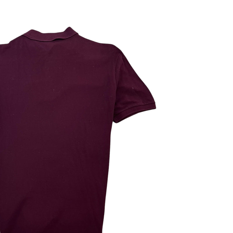 Men's Embroidered Logo Polo Shirt Burgundy Size M