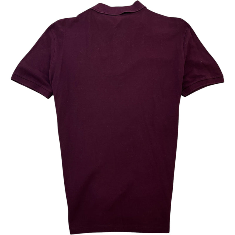 Men's Embroidered Logo Polo Shirt Burgundy Size M