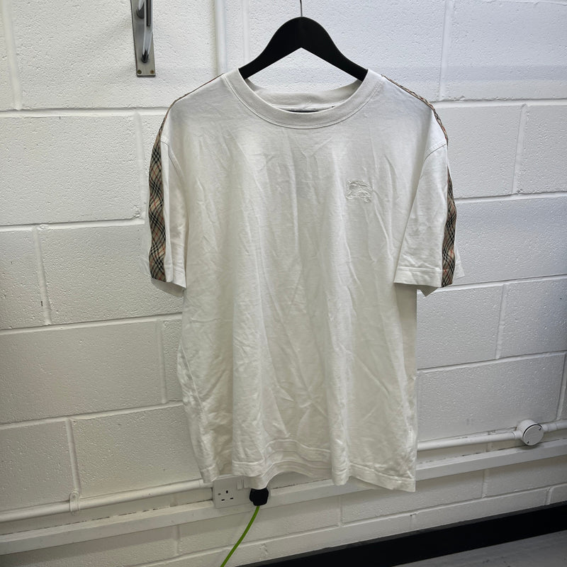 Men's Check Tape T-Shirt White Size 3XL