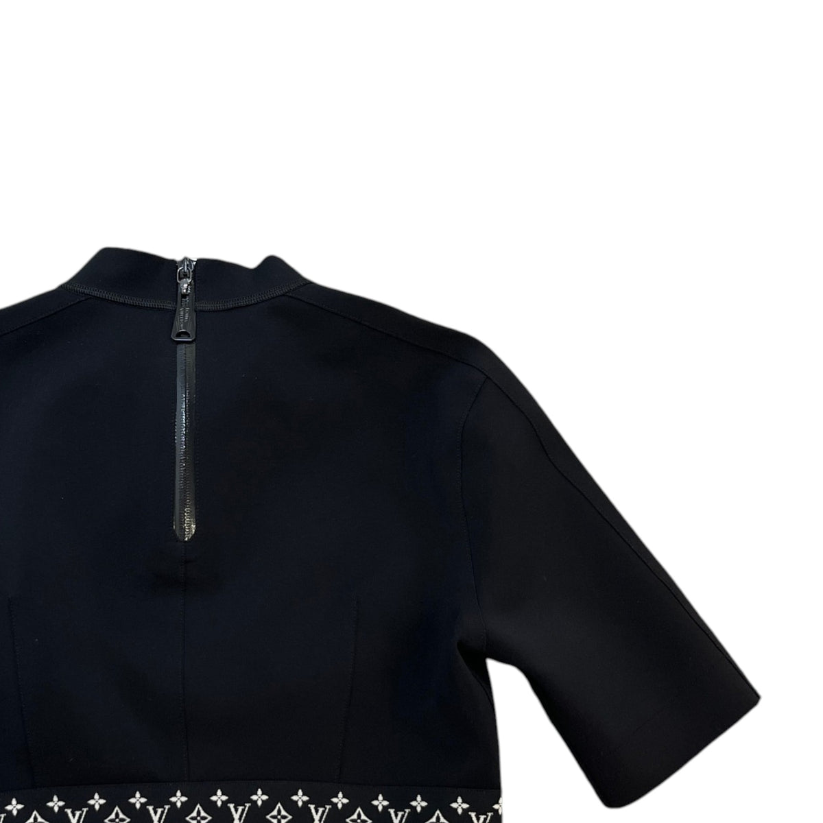 Women's Mock Neck Monogram Cropped T-Shirt Black Size XL / UK 14 - Photo 4