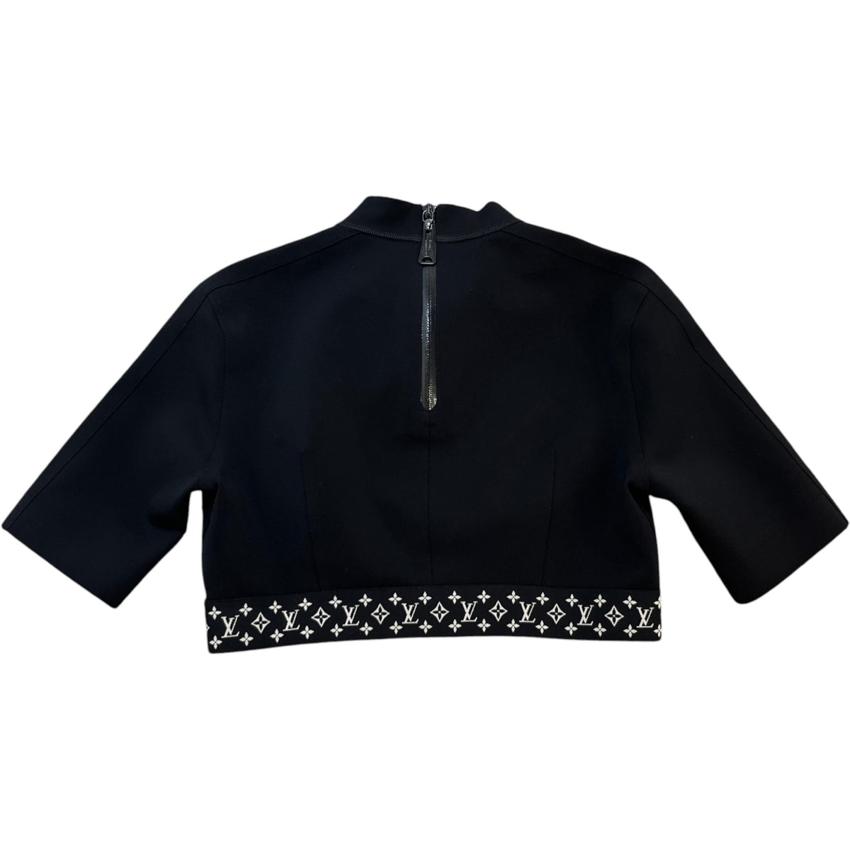 Women's Mock Neck Monogram Cropped T-Shirt Black Size XL / UK 14 - Photo 2