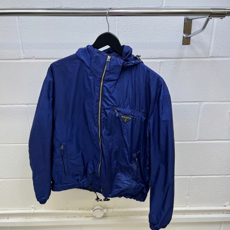 Men's Re Nylon Plaque Logo Windbreaker Navy Size L