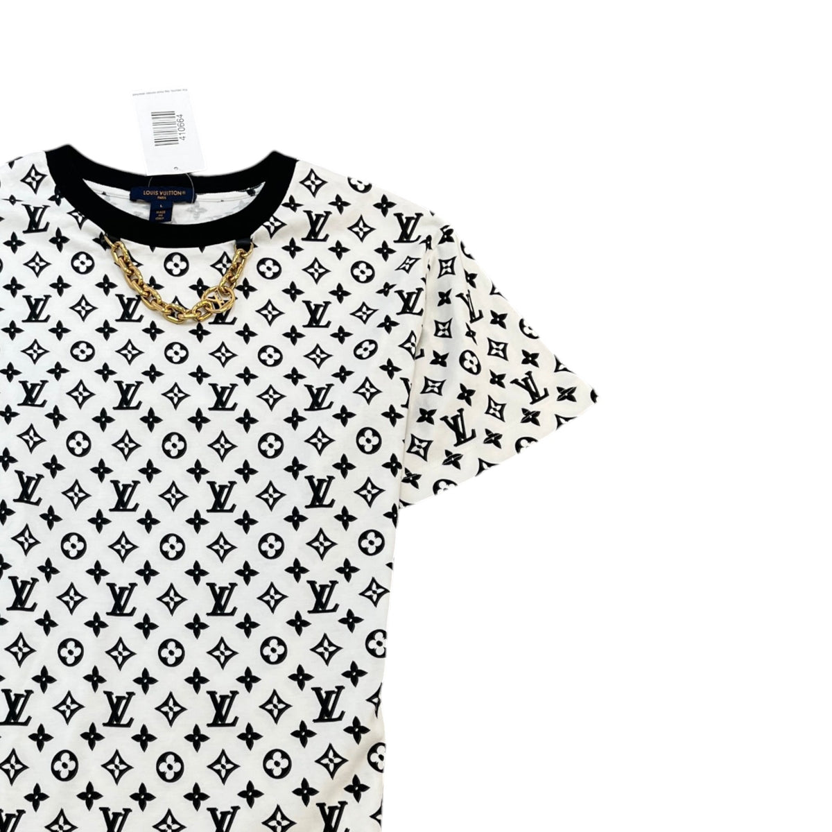 Women's Hook And Loop Monogram Chain T-Shirt White Size L / UK 12 - Photo 3