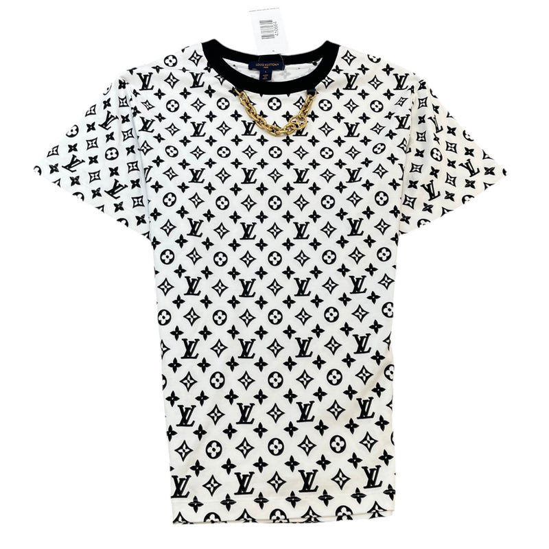 Women's Hook And Loop Monogram Chain T-Shirt White Size L / UK 12