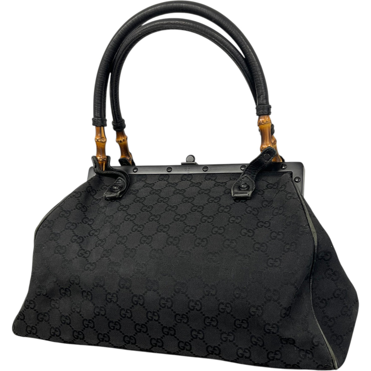 Women's Bamboo Frame Handbag Black - Photo 5