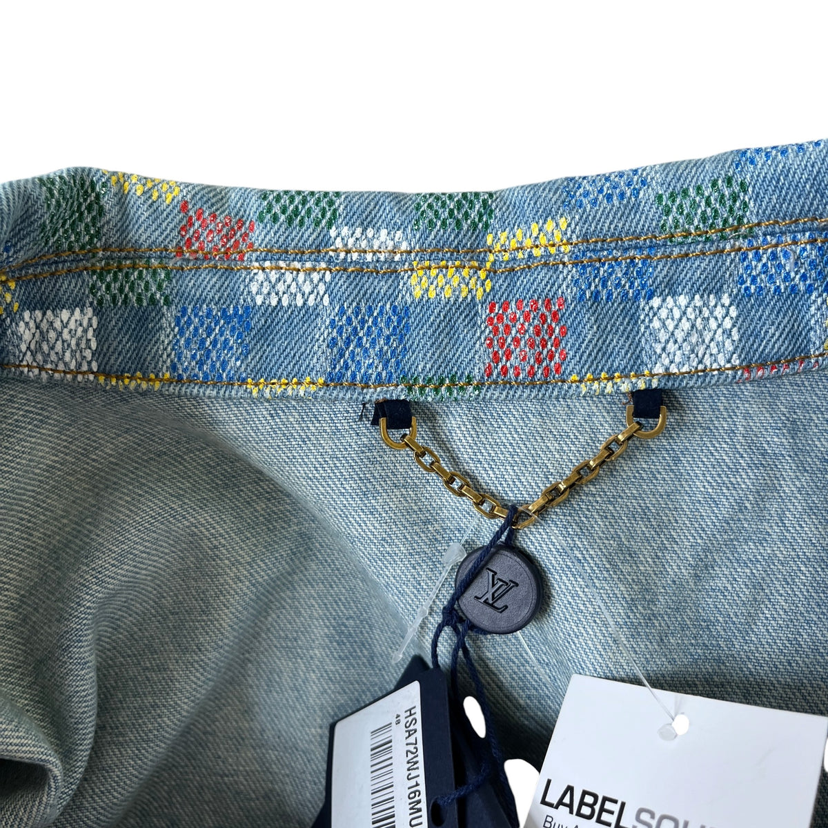 Men's Damier Denim Trucker Jacket Blue Size M - Photo 9