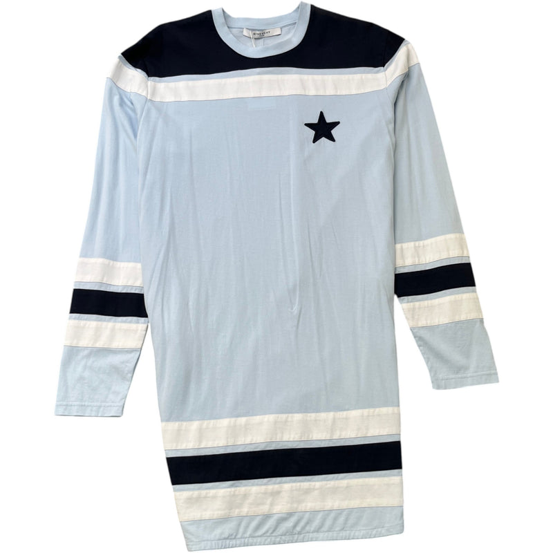 Men's Embroidered Star Long Sleeve T-Shirt Blue Size S