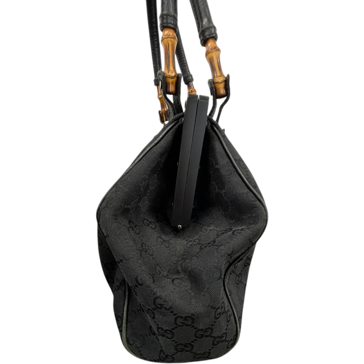 Women's Bamboo Frame Handbag Black - Photo 7