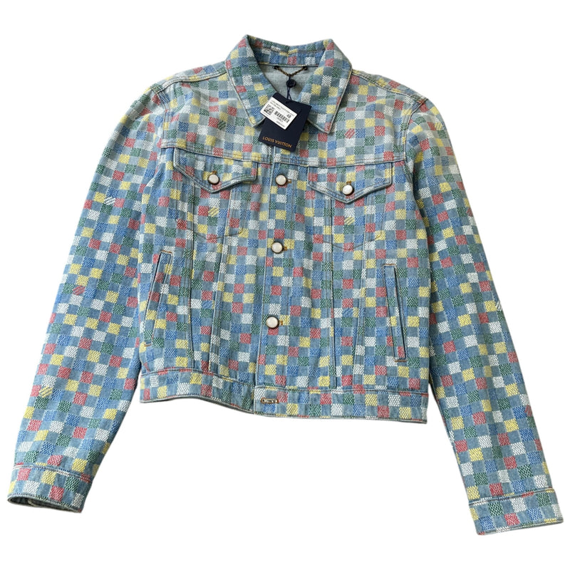 Men's Damier Denim Trucker Jacket Blue Size M