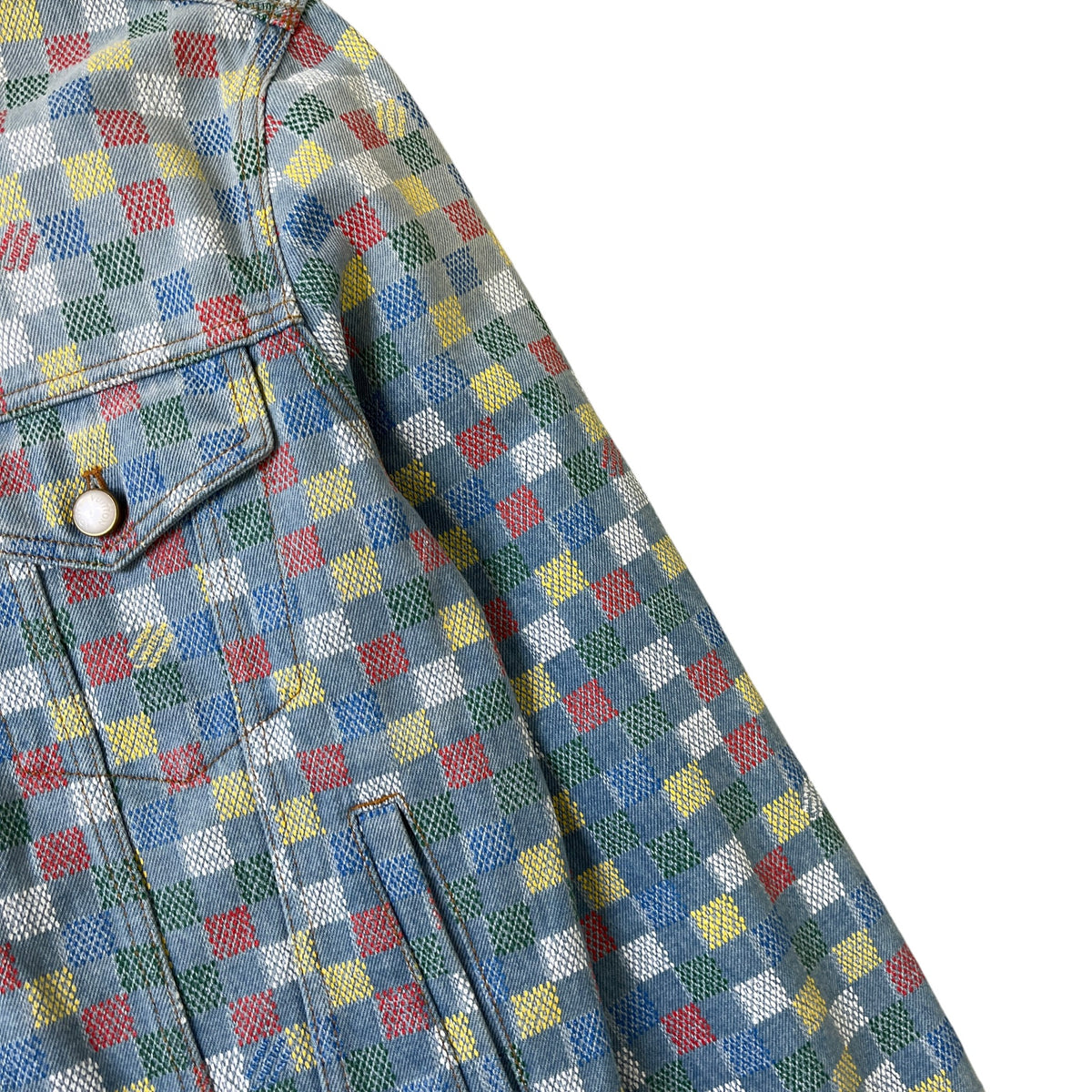 Men's Damier Denim Trucker Jacket Blue Size M - Photo 5