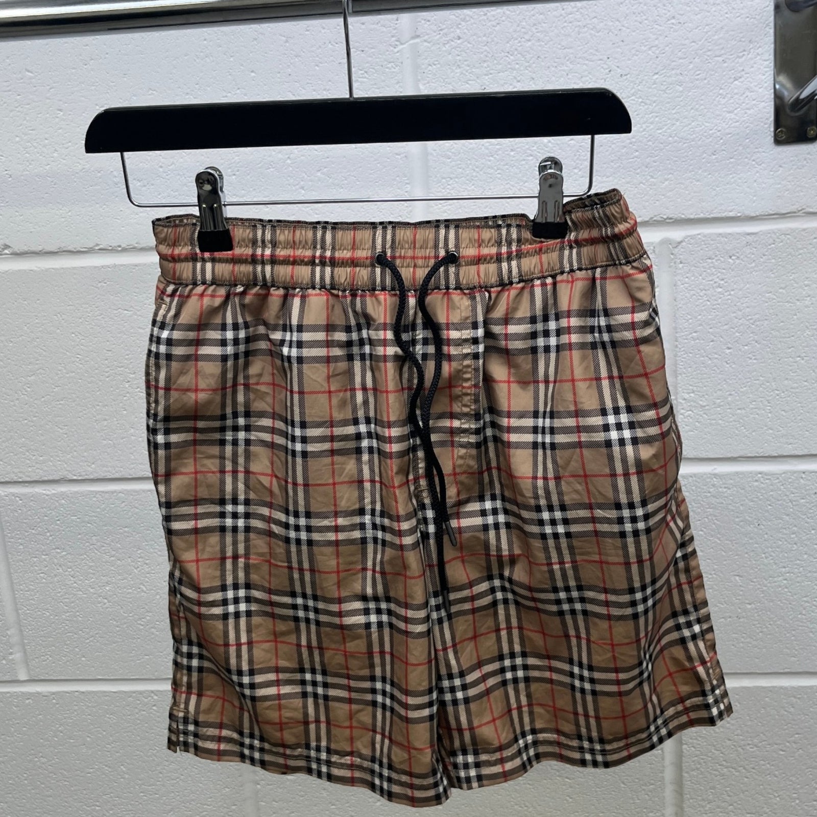 Men's Nova Check Swim Shorts Beige Size XS / W28 - Photo 8