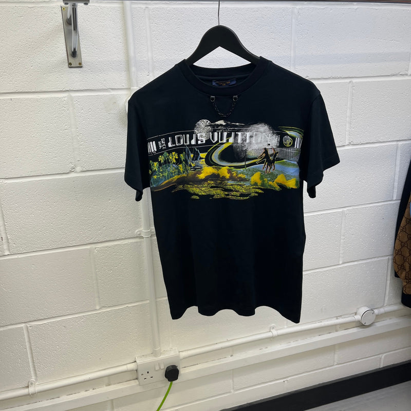 Women's Cosmic Volleyball Print T-Shirt Black Size M / UK 10