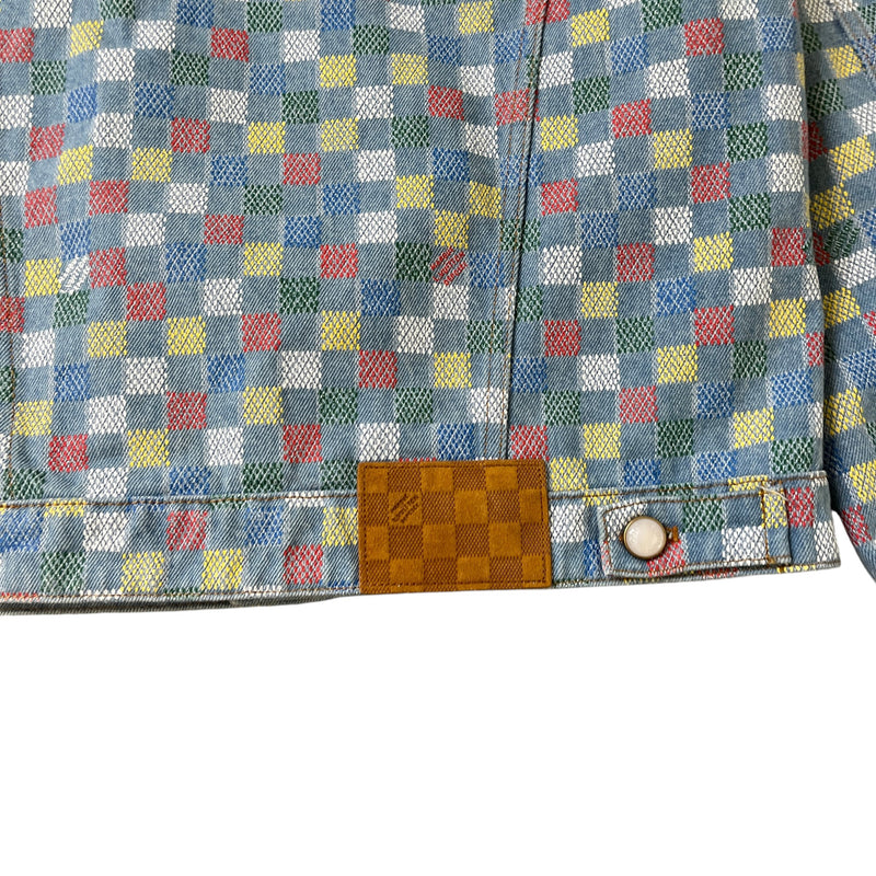 Men's Damier Denim Trucker Jacket Blue Size M