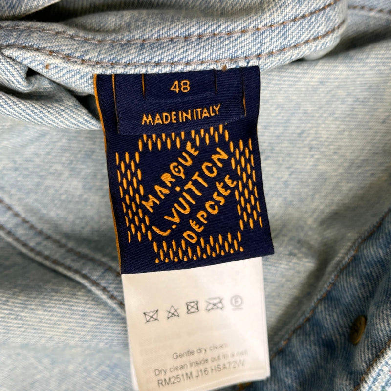 Men's Damier Denim Trucker Jacket Blue Size M