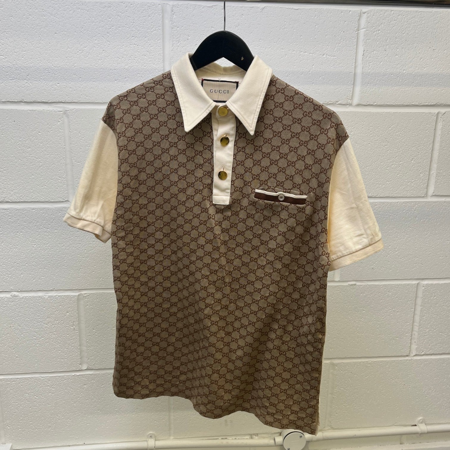 Men's Gg Supreme Polo Shirt Beige Size L - Photo 8