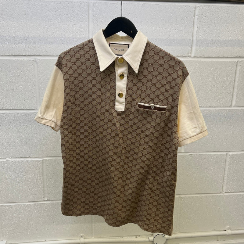 Men's Gg Supreme Polo Shirt Beige Size L