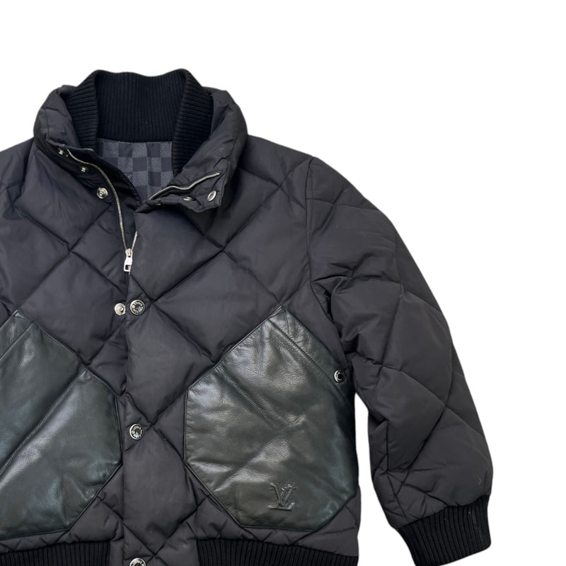 Men's Lv Quilted & Leather Kids Boys Age 6 Down Jacket Black Size XXS