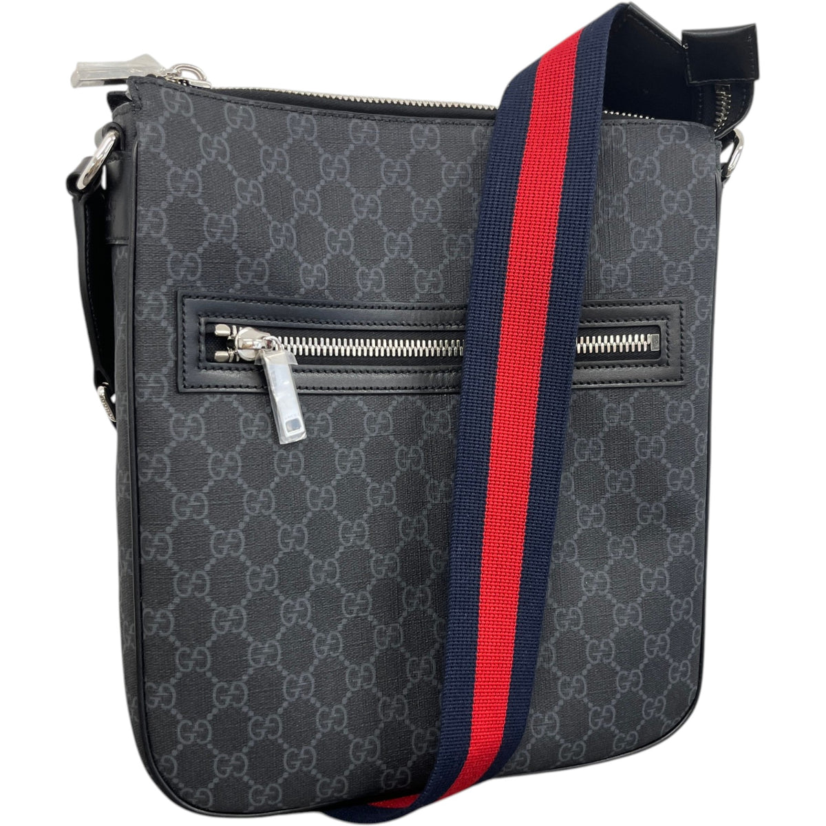 Men's GG Supreme Web Messenger Bag Black - Photo 4
