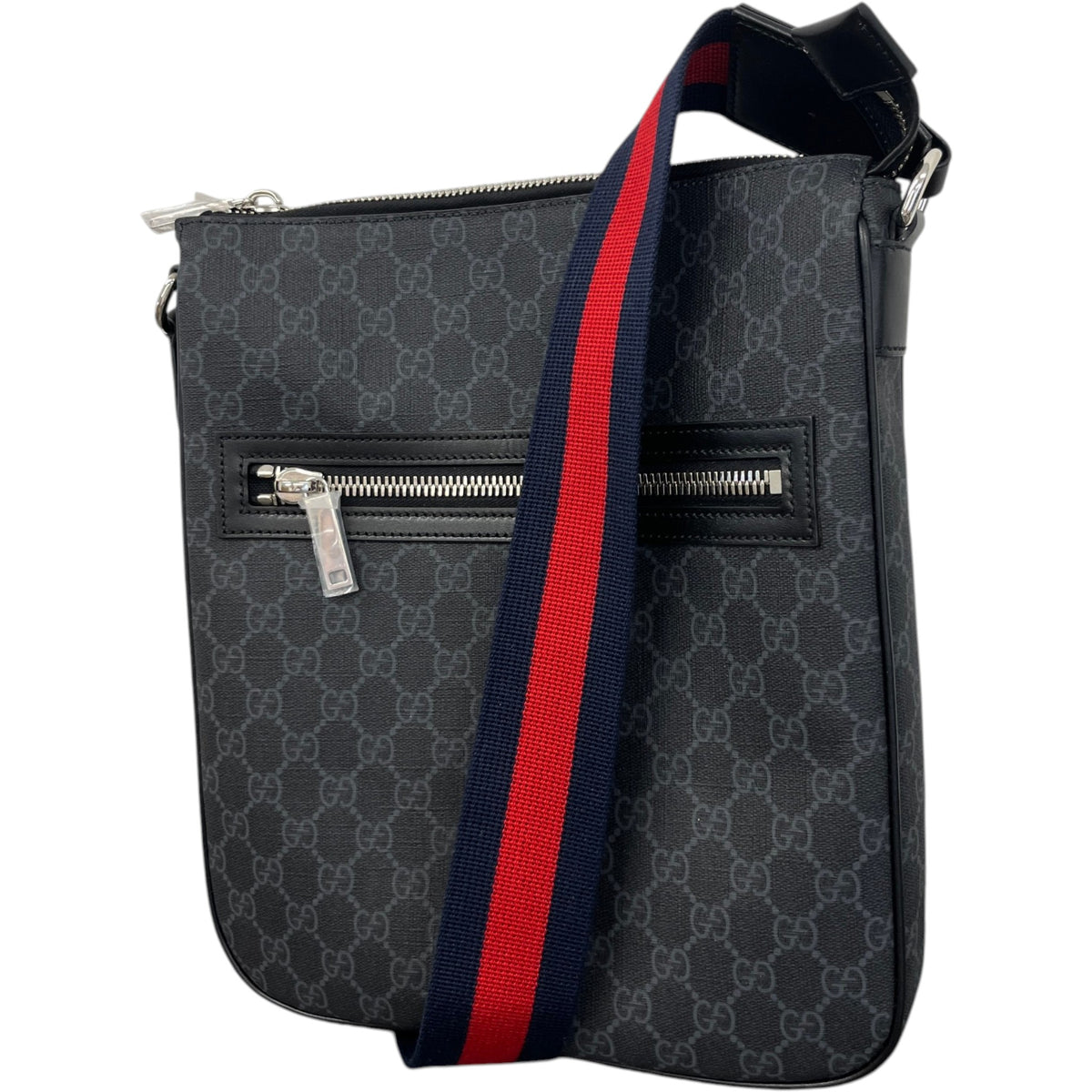 Men's GG Supreme Web Messenger Bag Black - Photo 5