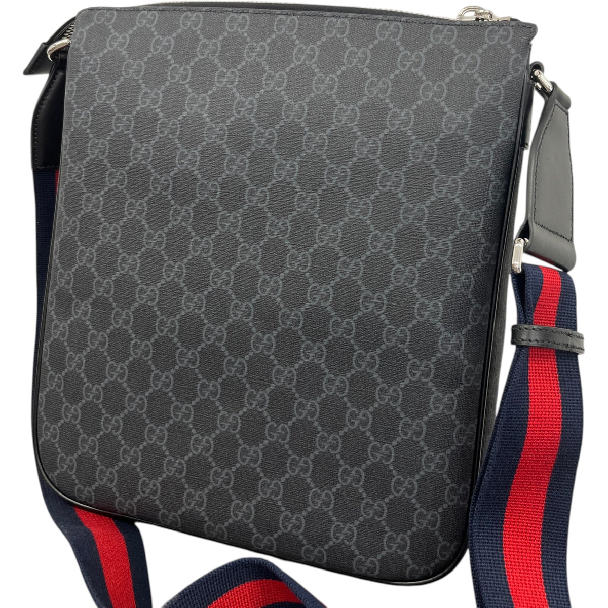 Men's GG Supreme Web Messenger Bag Black - Photo 9