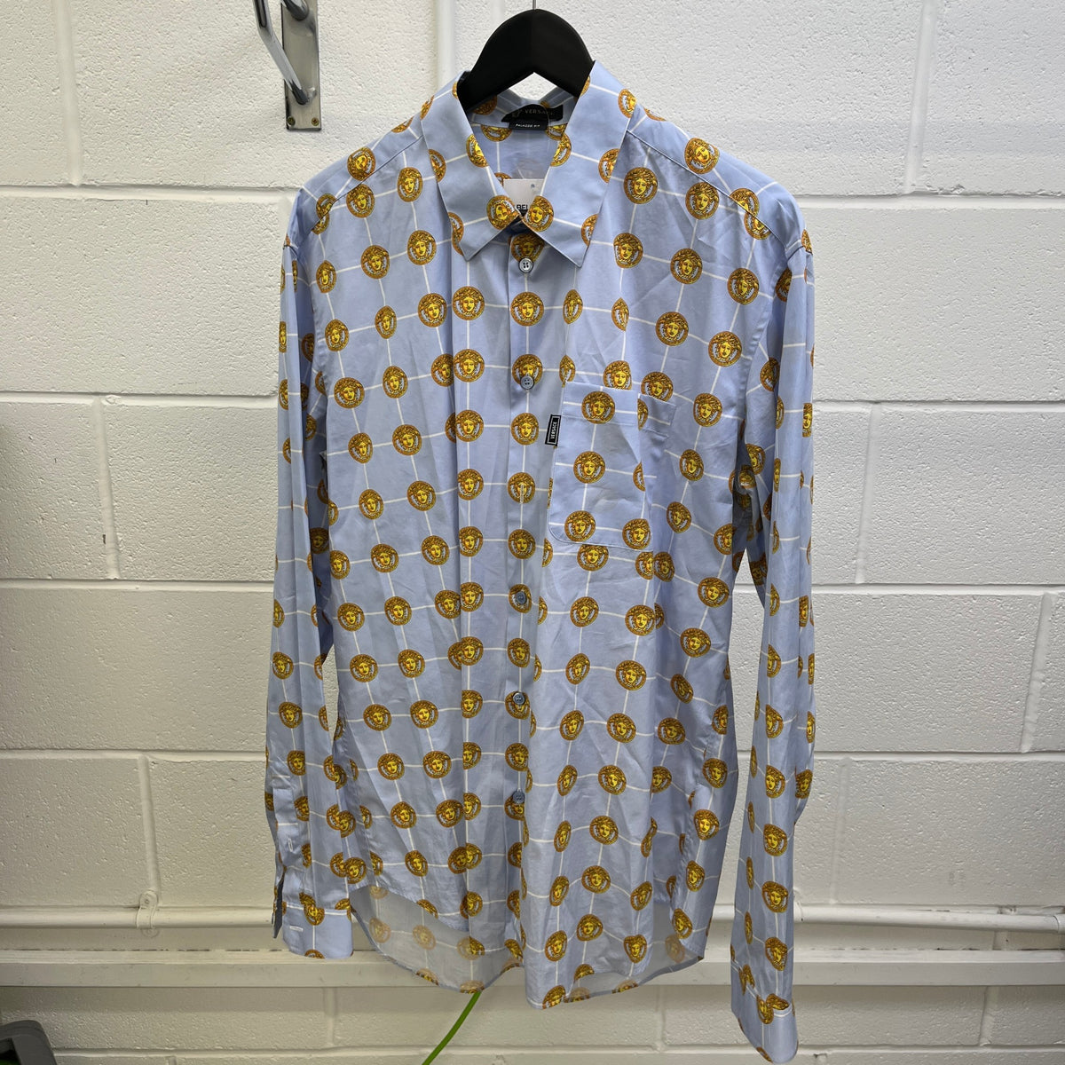 Men's Medusa Print Long Sleeve Shirt Blue Size XXL - Photo 8