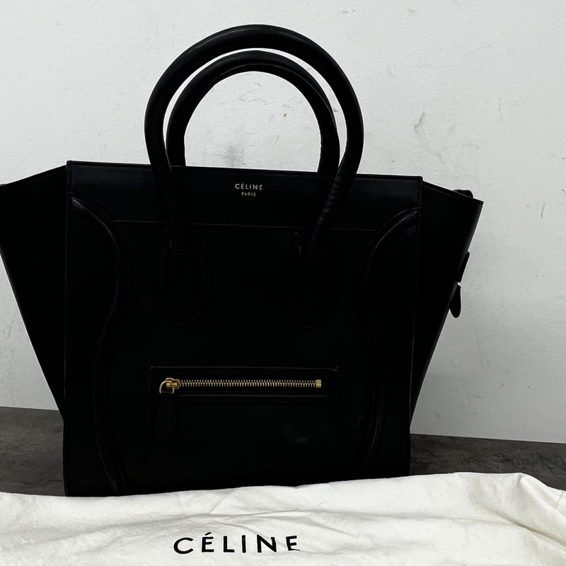 Women's Luggage Grained Calfskin Handbag Black
