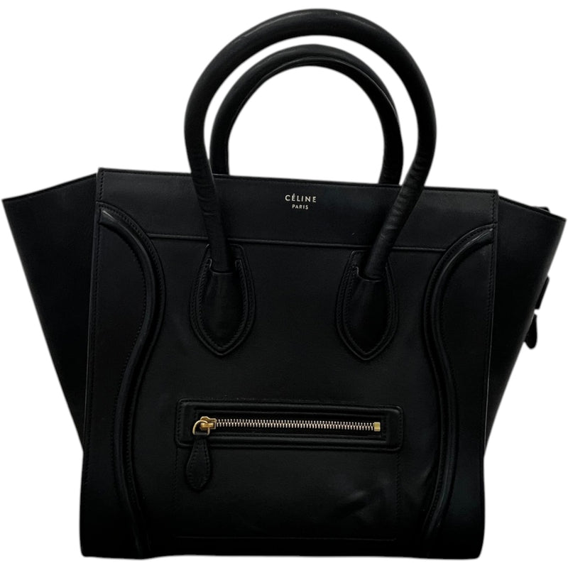 Women's Luggage Grained Calfskin Handbag Black