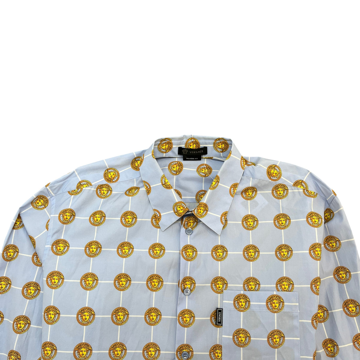 Men's Medusa Print Long Sleeve Shirt Blue Size XXL - Photo 5