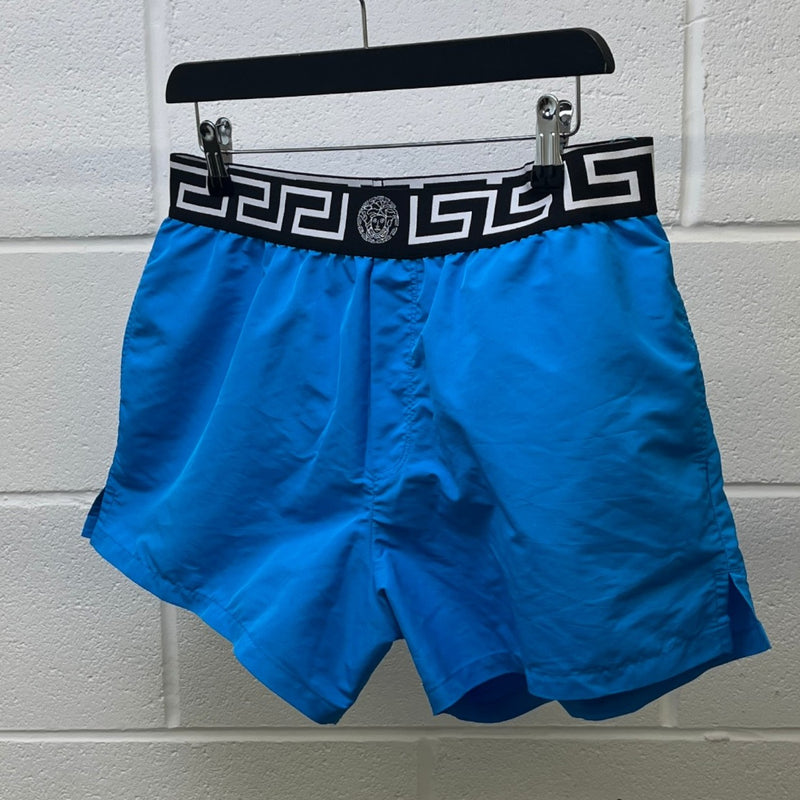 Men's Greca Waistband Swim Shorts Blue Size L