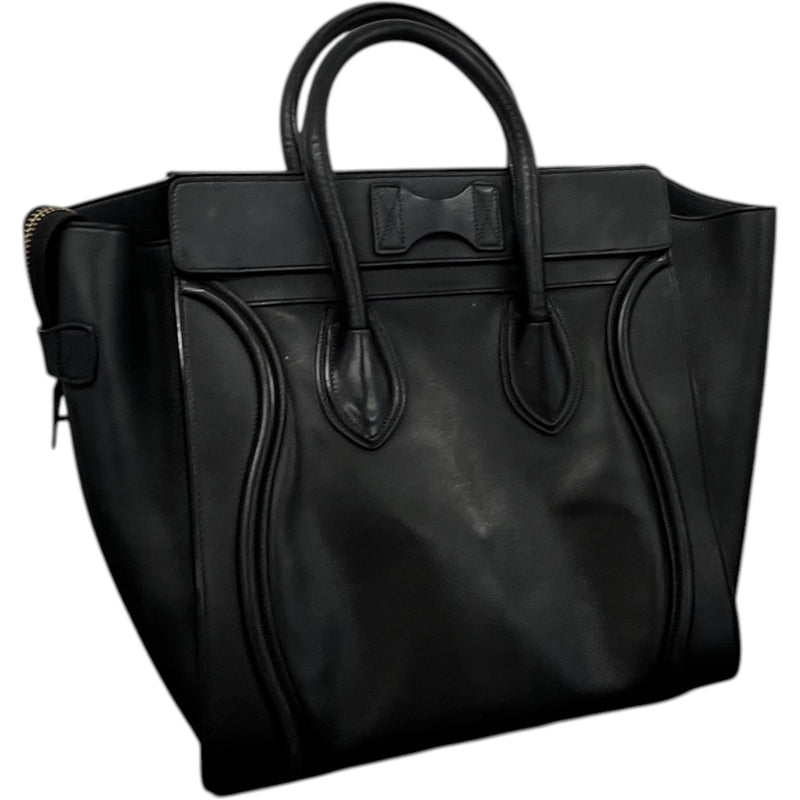 Women's Luggage Grained Calfskin Handbag Black