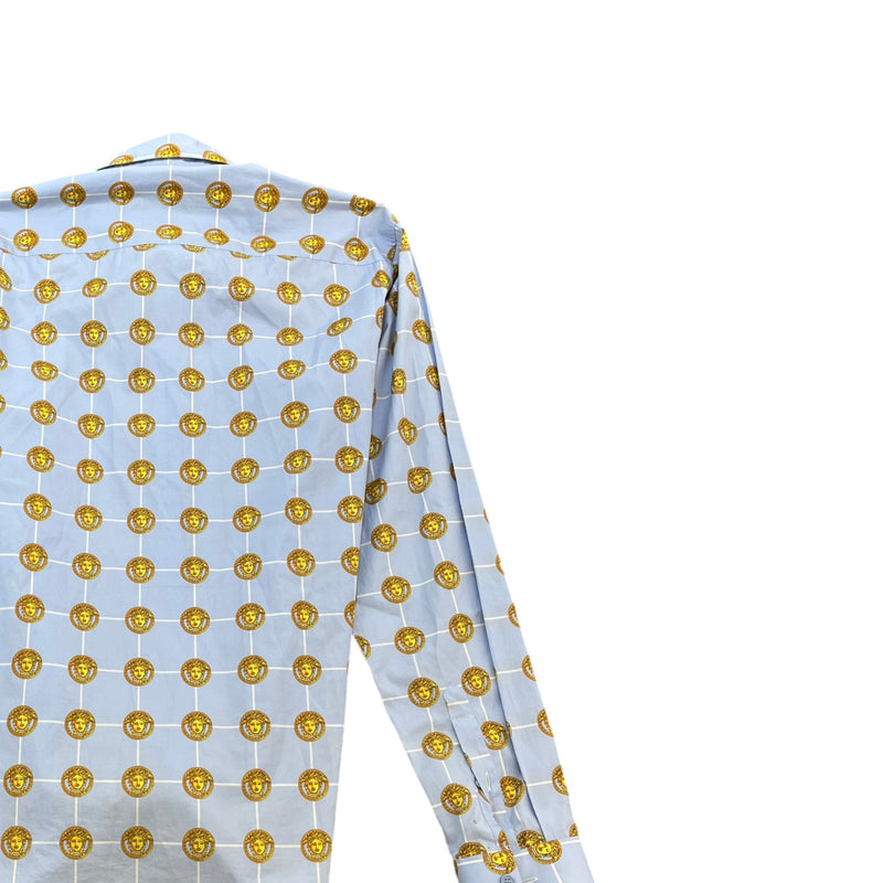 Men's Medusa Print Long Sleeve Shirt Blue Size XXL
