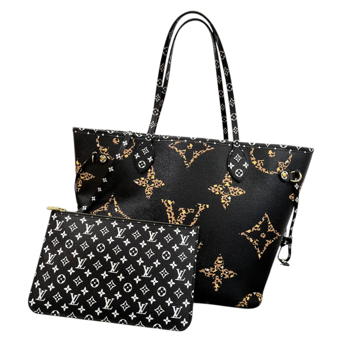 Women's Monogram Jungle Neverfull MM Handbag Black - Photo 1