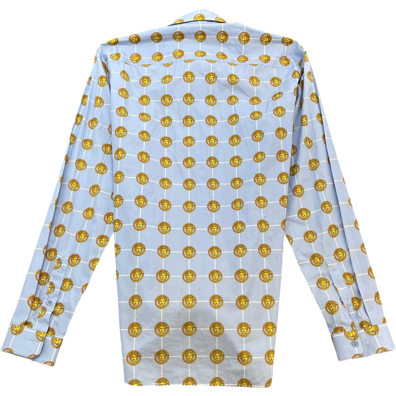 Men's Medusa Print Long Sleeve Shirt Blue Size XXL