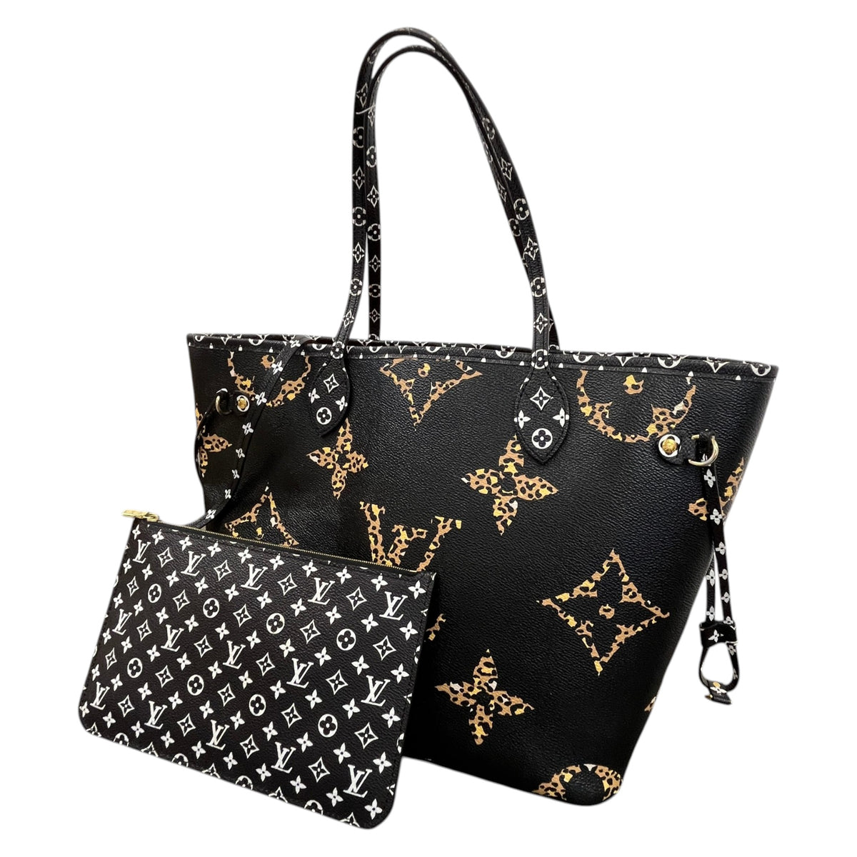 Women's Monogram Jungle Neverfull MM Handbag Black - Photo 4